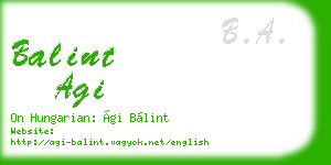 balint agi business card